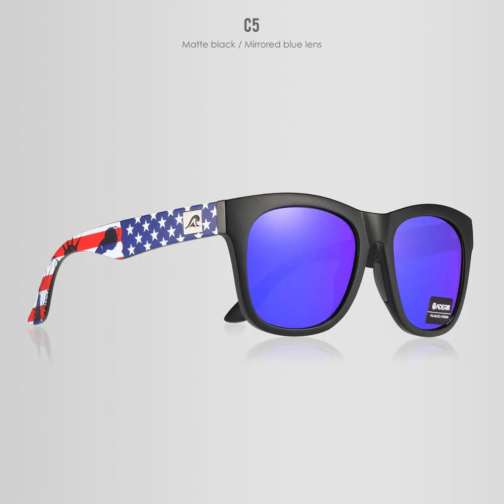 Thickened frame polarised sunglasses with TAC lenses for outdoor UV protection.