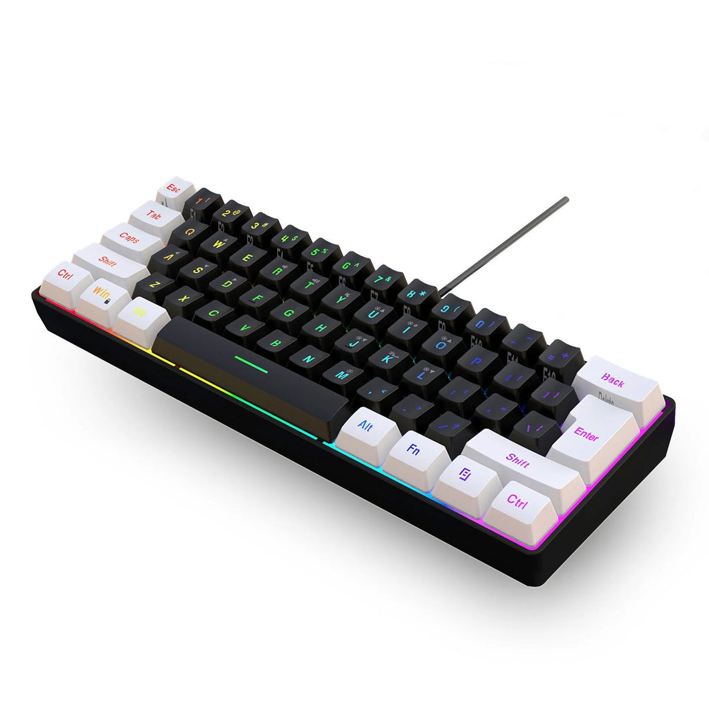 Wired 61 key membrane keyboard with USB cable in white and black colour