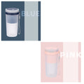 Portable USB rechargeable blender juicer cup in blue with 300ml capacity and stainless steel blades