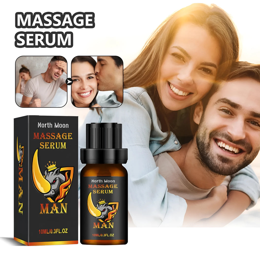 10ml bottle of men's endurance vitality external massage essential oil with dropper.