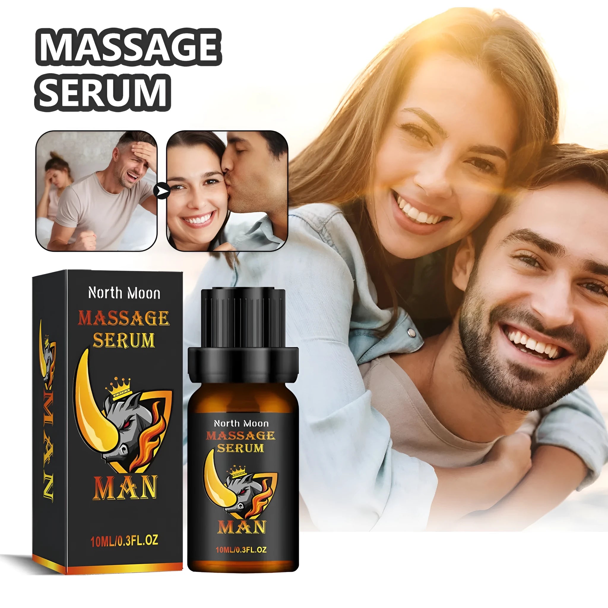 10ml bottle of men's endurance vitality external massage essential oil with dropper.