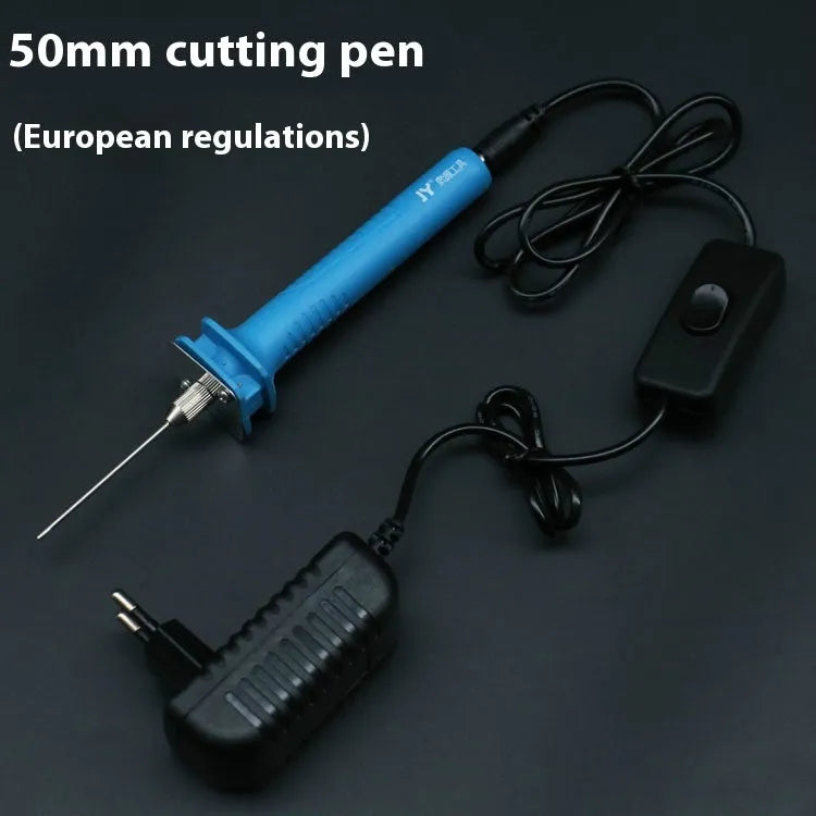 Blue electric heating cutter pen for foam materials with nickel-chrome blade and plastic handle