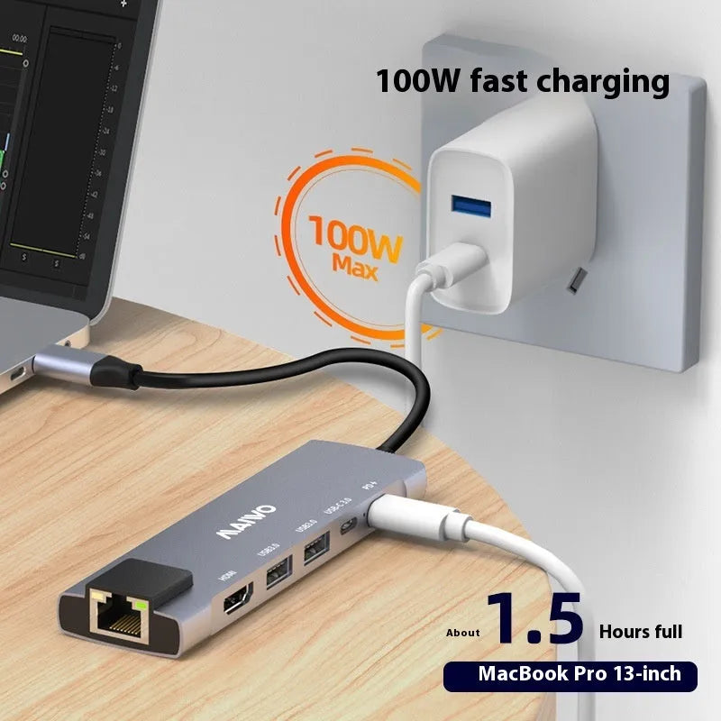 Aluminium Steam Deck docking station with six ports including HDMI, Ethernet and USB 3.0