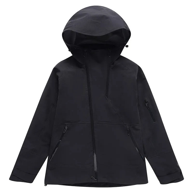Unisex ski suit in windproof waterproof veneer fabric with double plate construction