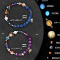 Natural stone bead zodiac bracelet set showing all twelve astrological signs