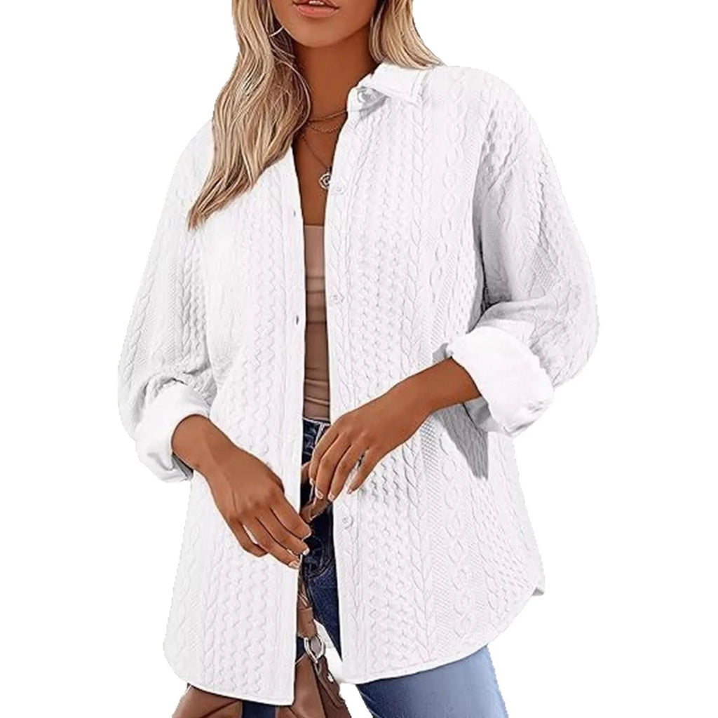 Women's solid colour long-sleeved knit cardigan in black, shown open as a layering piece.