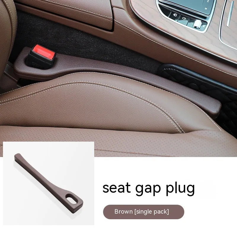 Flexible polyurethane car seat gap filler strip in multiple colours including black and beige.