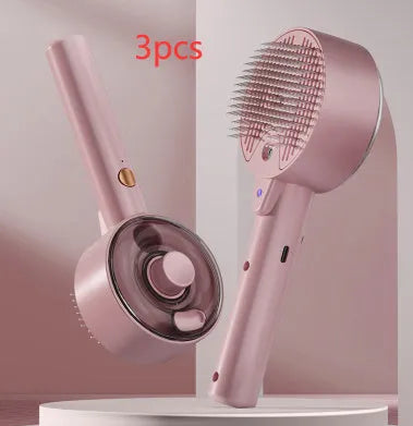 Ceramic white pet grooming brush with UV sterilisation light and spray mist function for dog and cat hair removal