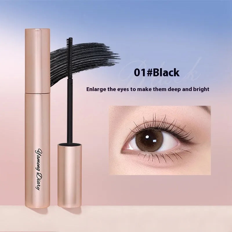 Long curling mascara tube in black and brown colour options for volumised, lifted lashes