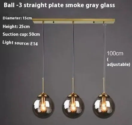 Nordic style round ball glass chandelier ceiling light with clear glass shades.
