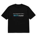 Men's black t-shirt with 3D cartoon print, loose fit short sleeves, round neck