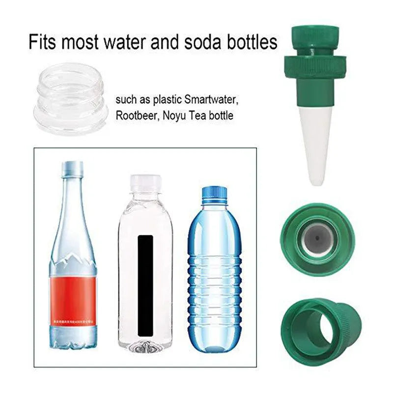 Green ceramic plant water dripper designed for cola bottle irrigation systems