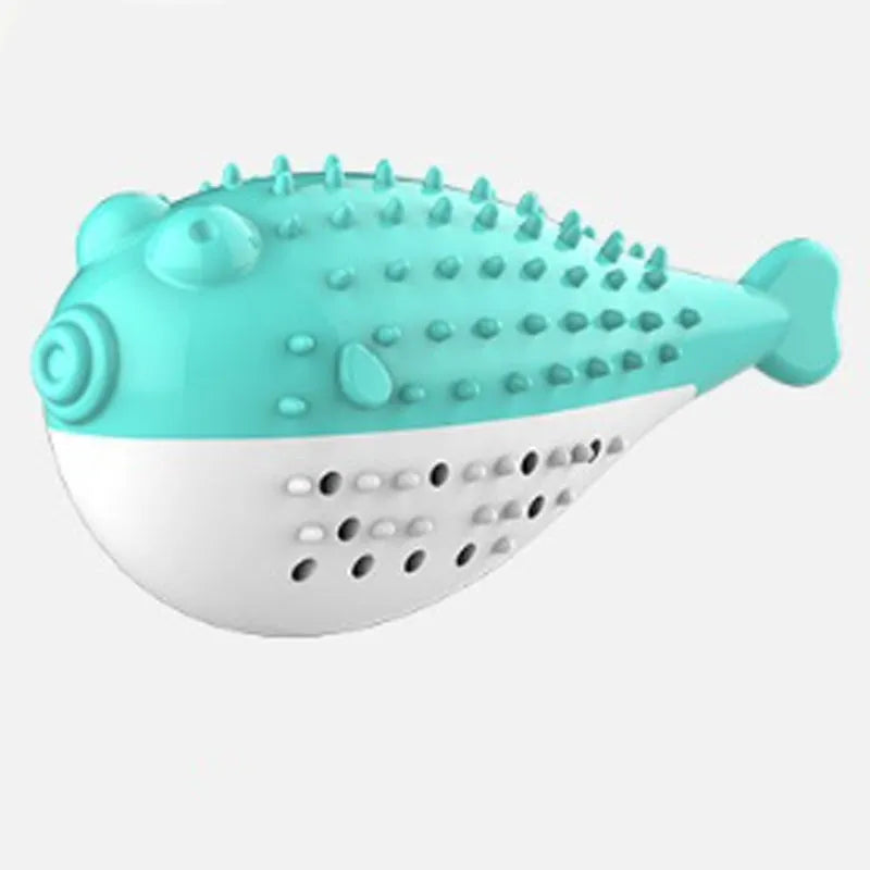 Silicone fish-shaped cat chew toy in blue, measuring 12.2 cm long for interactive play and teeth cleaning