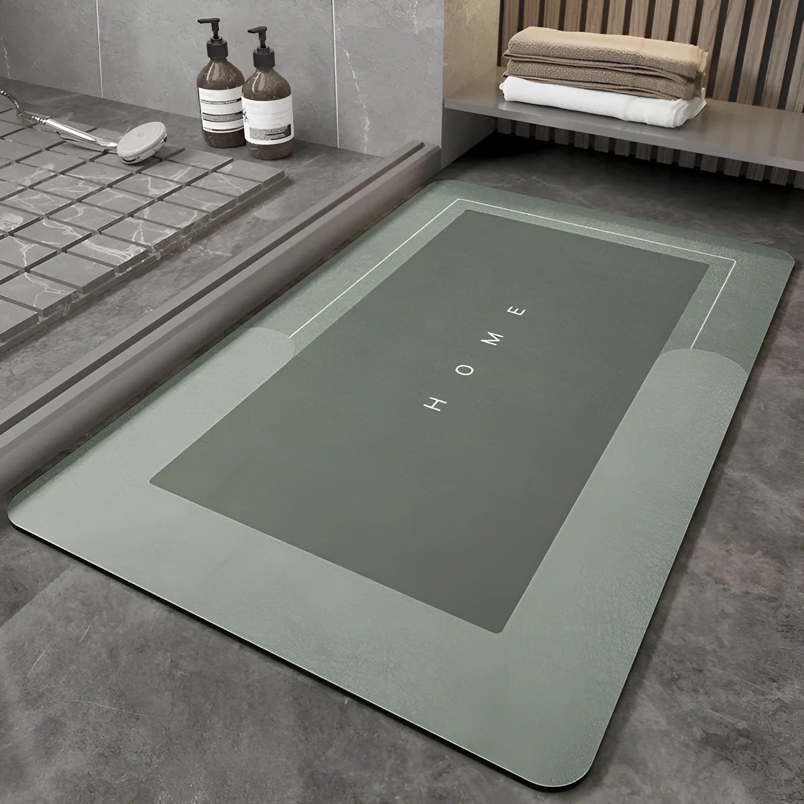 Blended fabric bathroom floor mat in oval and rectangular shapes with Baikal colour options