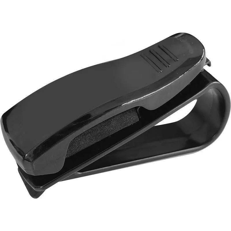 Black plastic car sunshade clip for holding glasses, tickets and ID cards