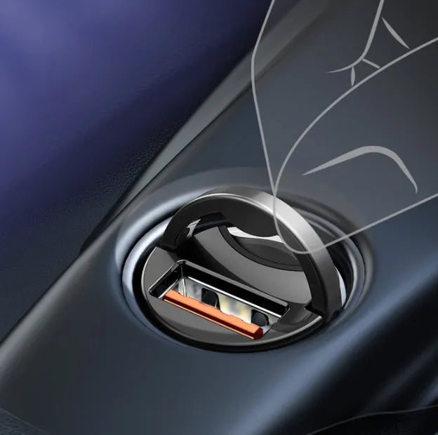 Baseus electro-optical grey 30W PPS fast car charger with 1-metre USB cable
