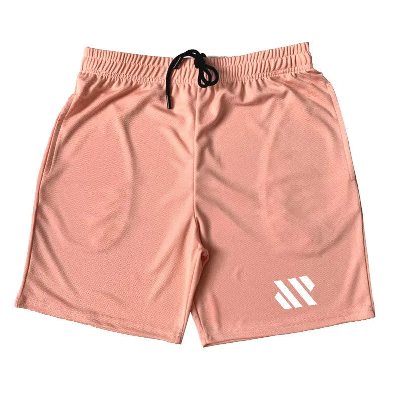 Pair of loose-fitting metal silk sports shorts for running, shown in one of nine available colours.