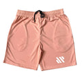 Pair of loose-fitting metal silk sports shorts for running, shown in one of nine available colours.