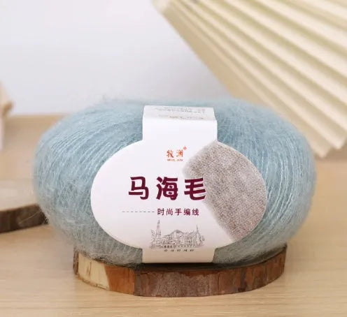 Hand-woven mohair wool ball for DIY scarf knitting projects in multiple colour options