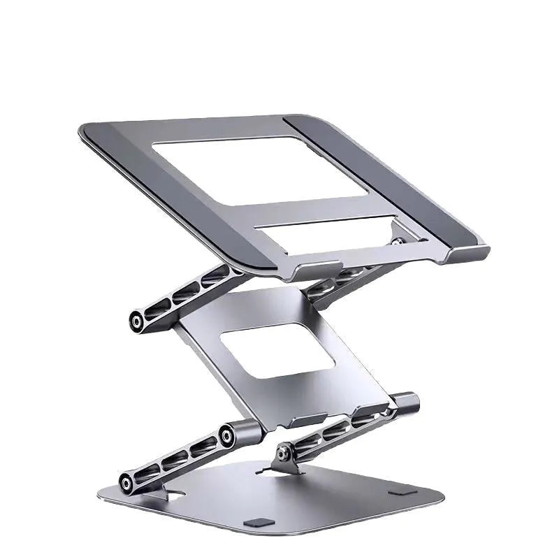 Three-layer elevated carbon steel laptop stand in Bright Moon Silver, height adjustable for laptops under 15.6 inches