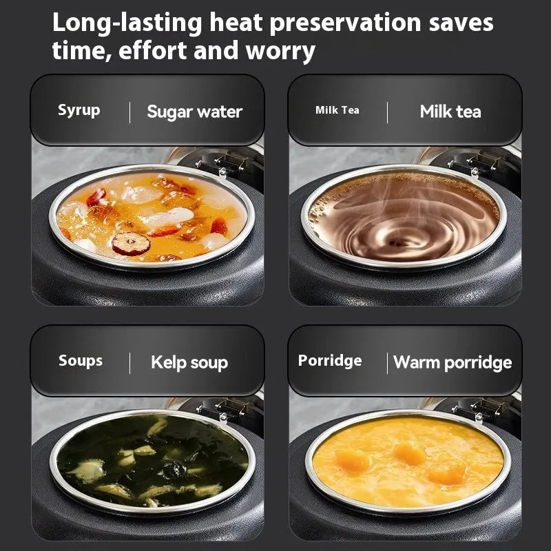 10-litre stainless steel heat preservation soup pot with black steel cover for commercial kitchens