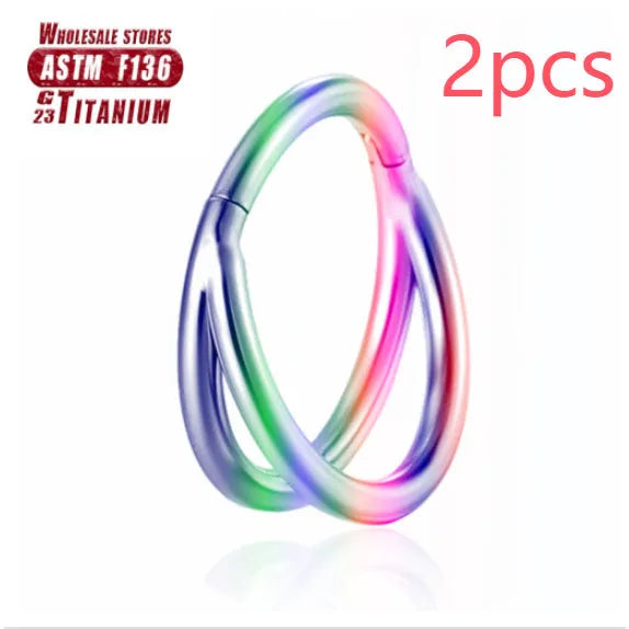 Titanium alloy fork nose ring in silver colour with diamond treatment and fork closure mechanism