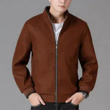 Men's grey fleece jacket with stick pocket and long sleeves for autumn casual wear