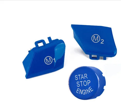 BMW steering wheel M1 and M2 mode replacement buttons in red and blue colours