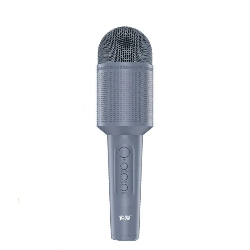 Wireless Bluetooth karaoke microphone in pink, blue, or green colours with USB connection