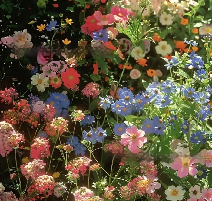 Mixed wildflower seeds packet with purpleflower holly leaf and resilient grass varieties