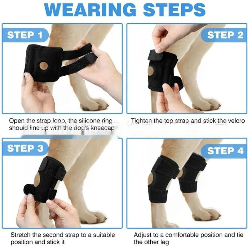 Black polyester pet leg guard for ACL rehabilitation and joint protection in L, M, XL sizes