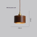Single-head black walnut style droplight chandelier with copper wood art construction and E27 lamp holder.