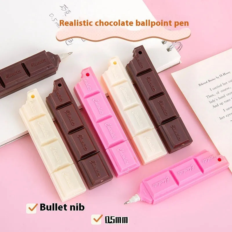 Chocolate cartoon ballpoint pen with 0.5mm tip in pink, beige, or brown refill colour.