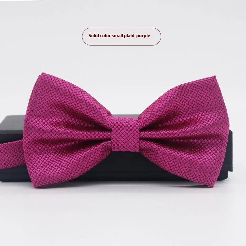 Solid colour formal bow tie with flat head design in polyester fabric