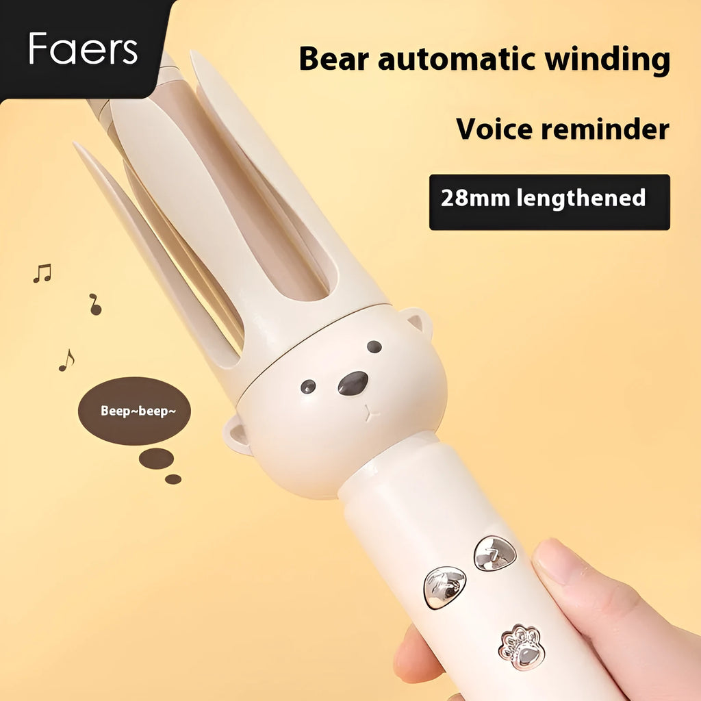 Beige anion automatic hair curler FS-H208 with negative ion technology and hair stick accessory