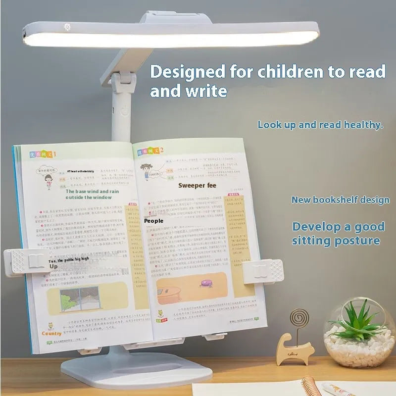 Adjustable reading bookshelf table lamp with dual power supply and three colour temperature settings