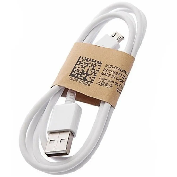 Black and white Android Micro USB data cable with 1 metre length for charging and data transfer