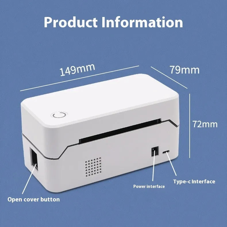 Thermal Express TDL401H Bluetooth and USB thermal printer showing compact 149mm length design