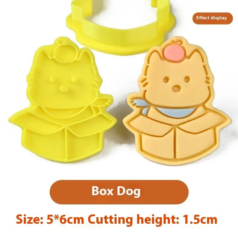 Three dimensional plastic biscuit mould with puppy cartoon designs for baking