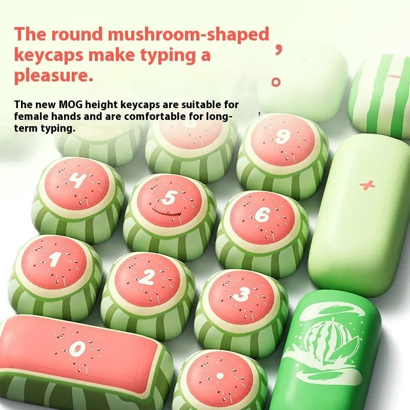 Xia Yang Watermelon themed blue PBT keycaps with five-sided sublimation artwork for mechanical keyboards.