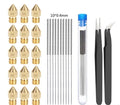 Brass MK8 nozzle kit with 0.4mm aperture and stainless steel cleaning pin for Ender 3 3D printers