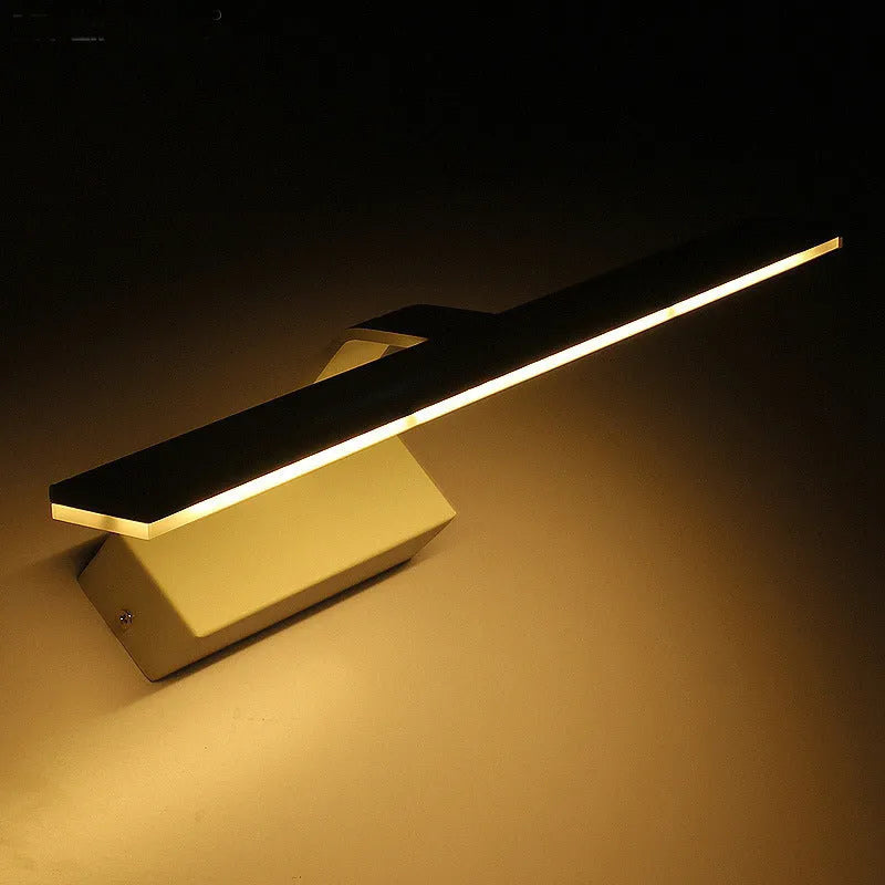 White LED bathroom mirror headlight with illuminated surface and three light colour settings.