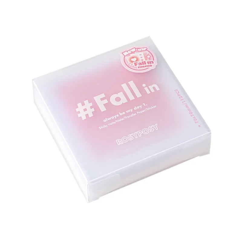 Square gradient parchment multifunctional notepad paper brick with sticky notes and stickers in blush green blue purple colours