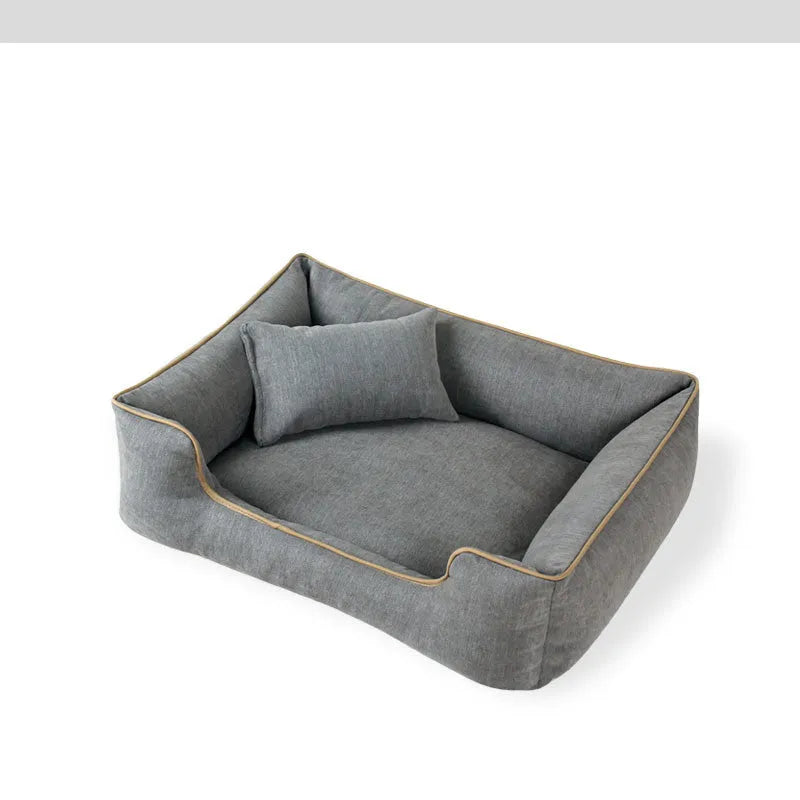 Small dog bed in grey with bite-resistant fabric and removable washable cover