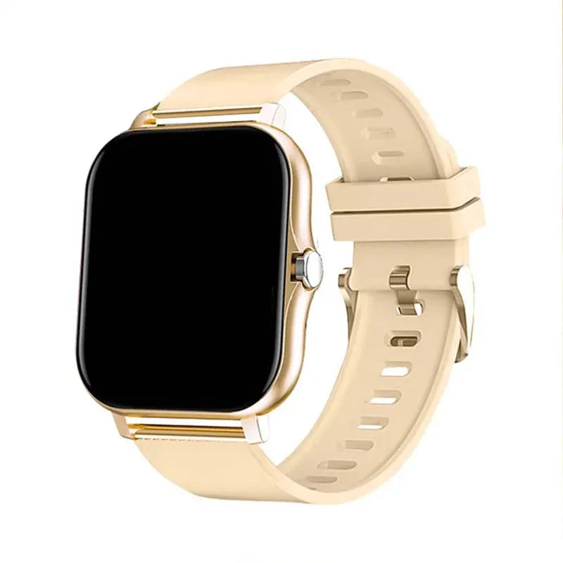 Smart watch with 1.44-inch colour touchscreen display on a silicone wrist strap.