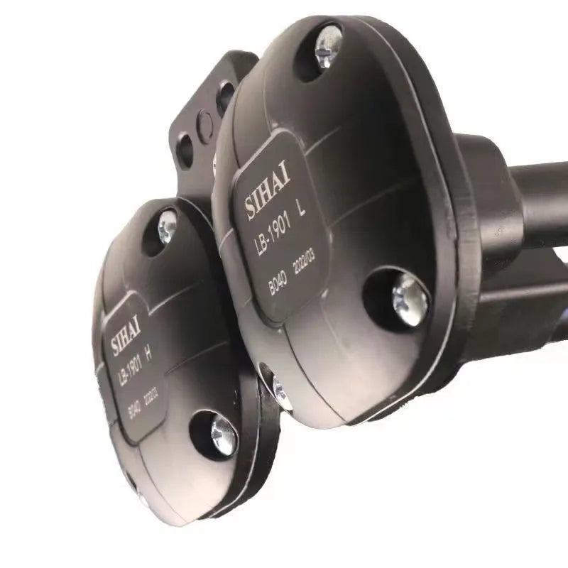 Black dual trumpet air horn kit with compressor for 12V and 24V vehicle installation