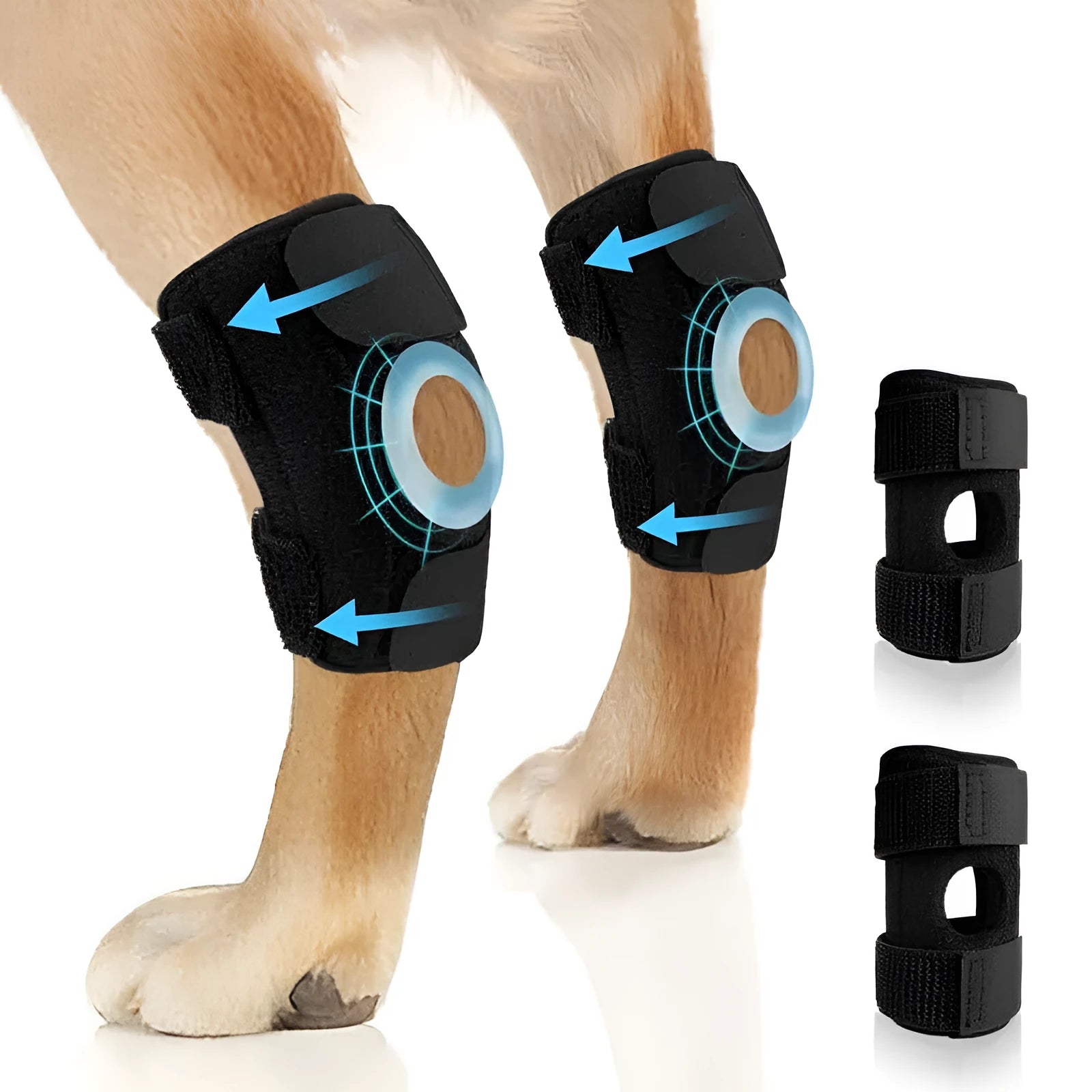 Black polyester pet leg guard for ACL rehabilitation and joint protection in L, M, XL sizes