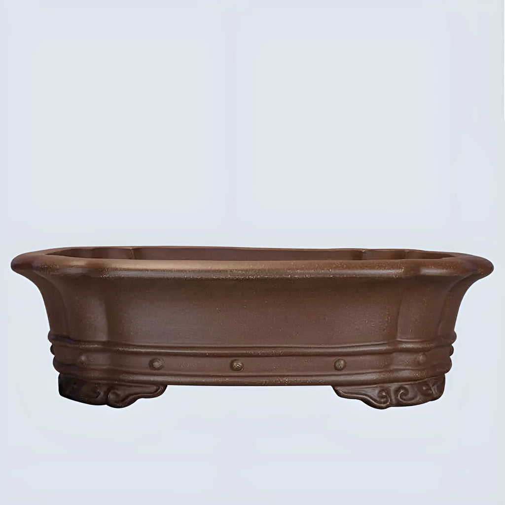 Purple sand handmade plain antique rectangular begonia flower pot body for desktop plants