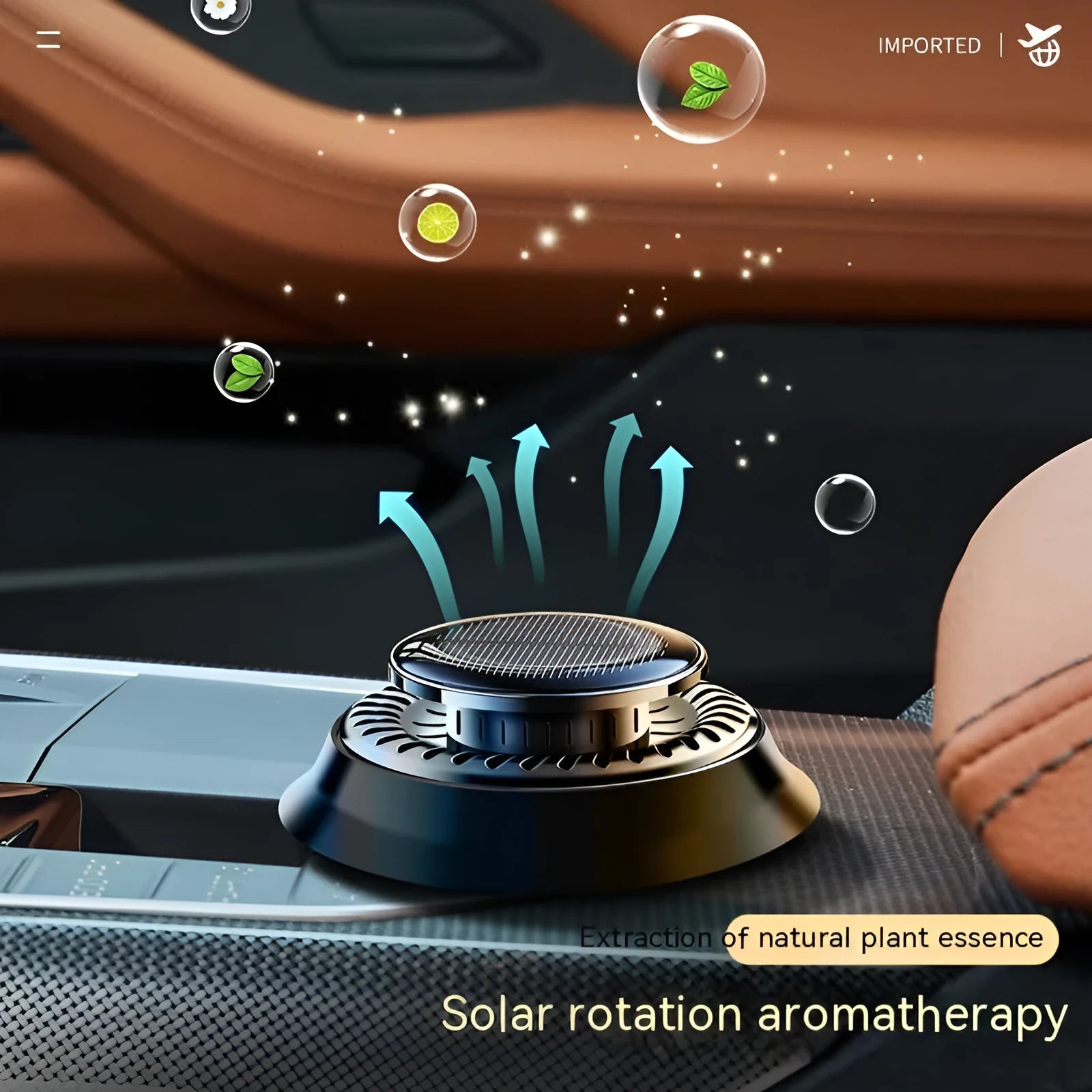 Black Gulong solar electromagnetic de-icing car aromatherapy decoration measuring 84mm