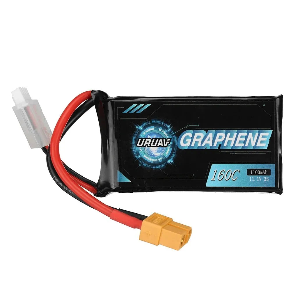 7.4V 1200mAh lithium battery for RC remote control cars and ships measuring 15x36x70mm